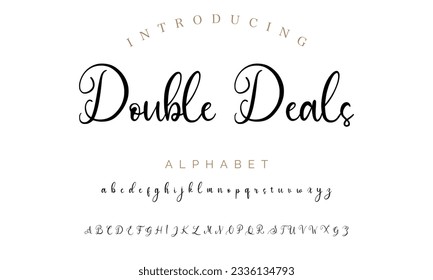 Double Deals calligraphy script. Vector alphabet.