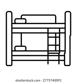 Double decker bunk bed outline icon for bedroom with furniture sleeping interior interface illustration furnishing
