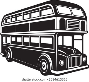 Double decker bus Back And White Illustration