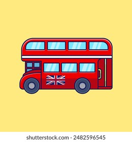 Double Decker Bus Cartoon Vector Icon Illustration. Technology Transportation. Flat Cartoon Design.