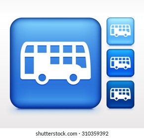 Double Decker Bus Colorful Square Button