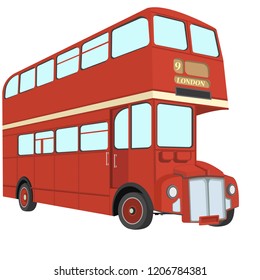 Double decker bus from England. Website, icon, postcards, place for text.