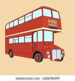 Double decker bus from England. Website, icon, postcards, place for text.