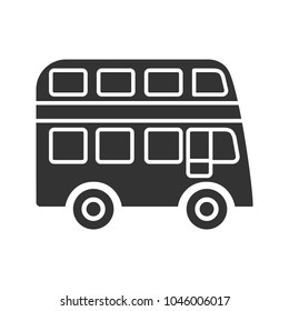 Double decker bus glyph icon. Silhouette symbol. Bus with two storeys. Negative space. Vector isolated illustration