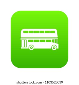Double decker bus icon digital green for any design isolated on white vector illustration