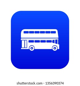 Double decker bus icon digital blue for any design isolated on white vector illustration
