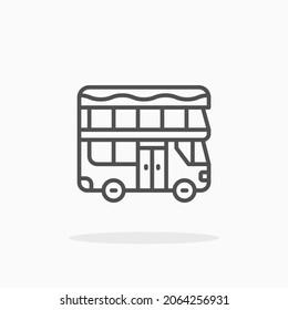 Icono de Bus de decker doble. Estroque editable y píxel perfecto. Estilo de esquema. Ilustración vectorial. Disfruta de este icono para tu proyecto.