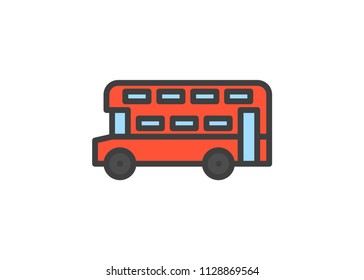 Double decker bus icon, filled line icon