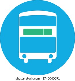 Double decker bus icon with green destination sign