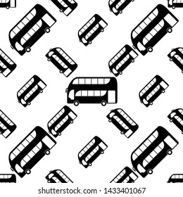 Double Decker Bus Icon Seamless Pattern, Bus Vector Art Illustration