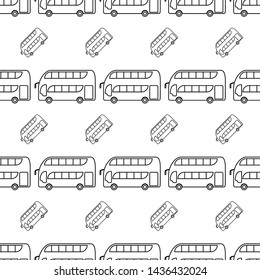 Double Decker Bus Icon Seamless Pattern, Bus Vector Art Illustration