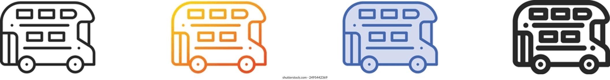 double decker bus icon.Thin Linear, Gradient, Blue Stroke and bold Style Design Isolated On White Background