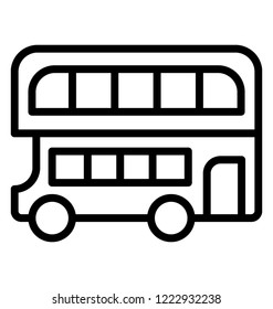 Double decker bus line icon design 