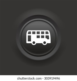 Double Decker Bus on Black Bevel Round Button