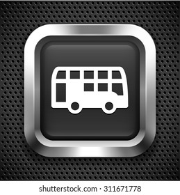 Double Decker Bus on Black Square Button