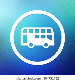 Double Decker Bus on Blue Round Button