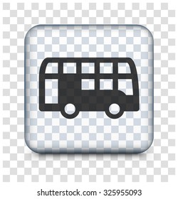 Double Decker Bus on Transparent Square Button