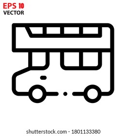 Double Decker Bus outline icon. Linear style sign for mobile concept and web design. Simple line vector icon. Eps 10 vector illustration.