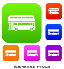 Double decker bus set icon in different colors isolated vector illustration. Premium collection