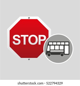 double decker bus stop road sign design vector illustration eps 10