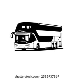 double decker bus transport vector silhouette