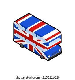 Double decker bus UK flag Concept. United Kingdom Landmark sign. Vector illustration