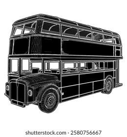 Double Decker Bus Vector 03. Omnibus Two Decker Illustration Isolated On White Background.