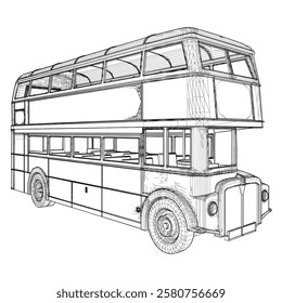 Double Decker Bus Vector 04. Omnibus Two Decker Illustration Isolated On White Background.