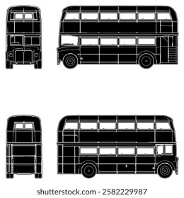 Double Decker Bus Vector 07. Omnibus Two Decker Illustration Isolated On White Background.