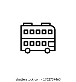 Double decker bus vector icon in black line style icon, style isolated on white background