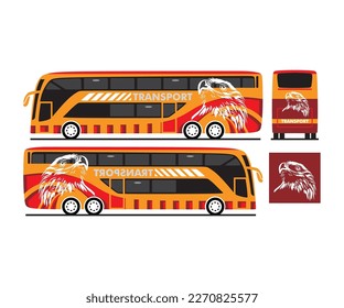 DOUBLE DECKER BUS WRAPS, poster design of big bus vector illustrations