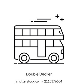 double decker icon. Outline style icon design isolated on white background