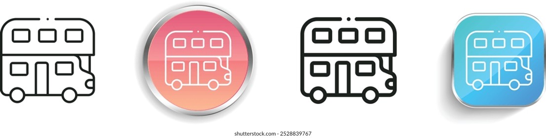 double decker icon. Thin Linear, Regular and Button Style Design Isolated On White Background