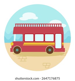 Double decker open top sightseeing and city bus vector icon. Summer. Summertime. Holiday. Vacation, eps 10