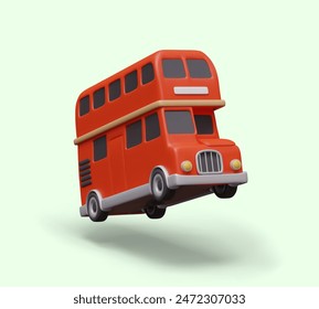 Double decker red bus is rushing at full speed. Public transport in Britain