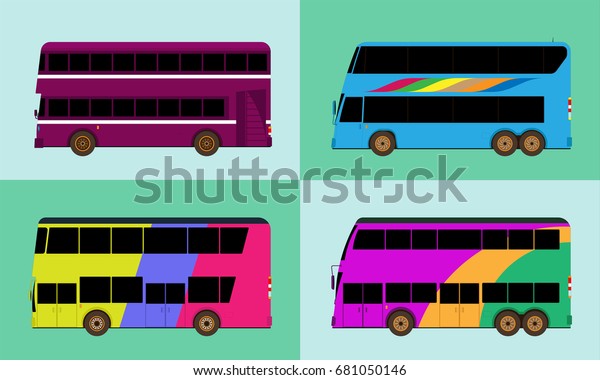 double\
decker tour or city bus draw in cartoon\
vector