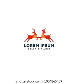 double deer logo template vector illustration