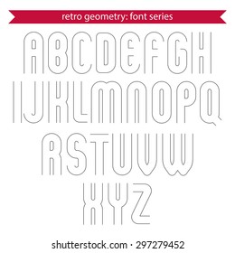Double delicate line retro characters set, vector light uppercase letters with stripes isolated on white background.