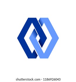 Double Diamond Blue Chain Linked Symbol Graphic Design