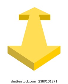 Double direction 3d arrow pointing forward and backward