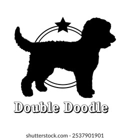 Doble Doodle perro silueta, perro, razas de perro, logotipo, Vector, silueta, diseño de logotipo, animal, ilustración, icono, signo, diseño, negro, símbolo, mascota