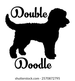 Double Doodle dog silhouette, dog breeds, logo, vector, silhouette,  animal, illustration, icon, sign, design, black, symbol, pet, love
