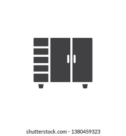 Double door Cupboard vector icon. filled flat sign for mobile concept and web design. Closet furniture glyph icon. Symbol, logo illustration. Pixel perfect vector graphics
