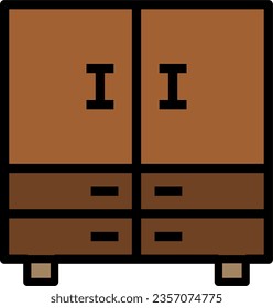 Double Door Cupboard Vector Icon