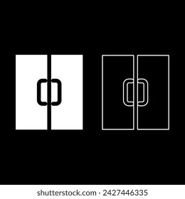 Double door exit doorway set icon white color vector illustration image solid fill outline contour line thin flat style