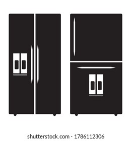 Double door freezer refrigerator or fridge flat icon for apps or websites