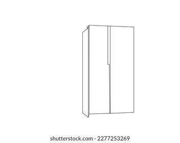 Double door fridge icon. Outline illustration of double door fridge vector icon for web design isolated on white background. Refrigerator drawing. Line isolated on clean background. Vector