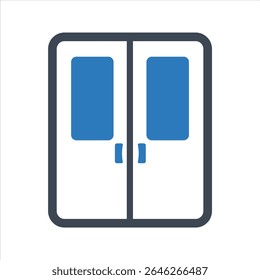 Double door icon. Doorway icon