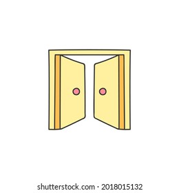 Double door icon, door house icon in color icon, isolated on white background 