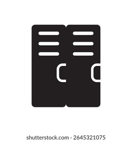 Double door locker icon vector. School or gym locker with dual door design, simple flat silhouette.